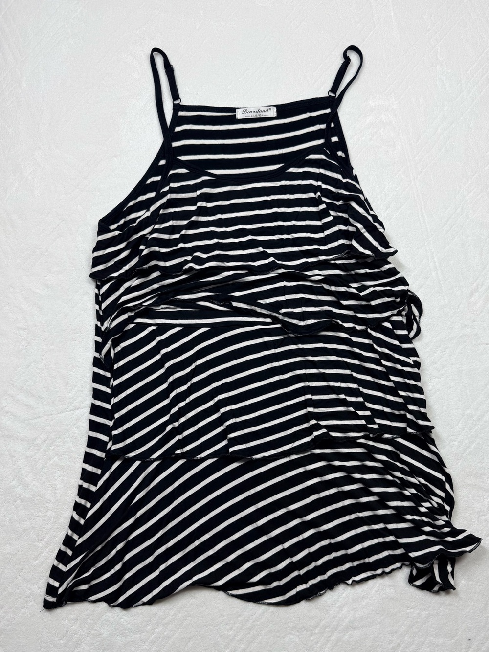 Bearsland Large Tiered Ruffle Sleeveless Black White Summer Baby Nursing Comfort
